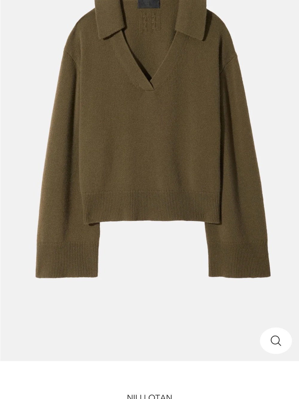 Nili Lotan Silvio Olive Polo Sweater, 100% cashmere